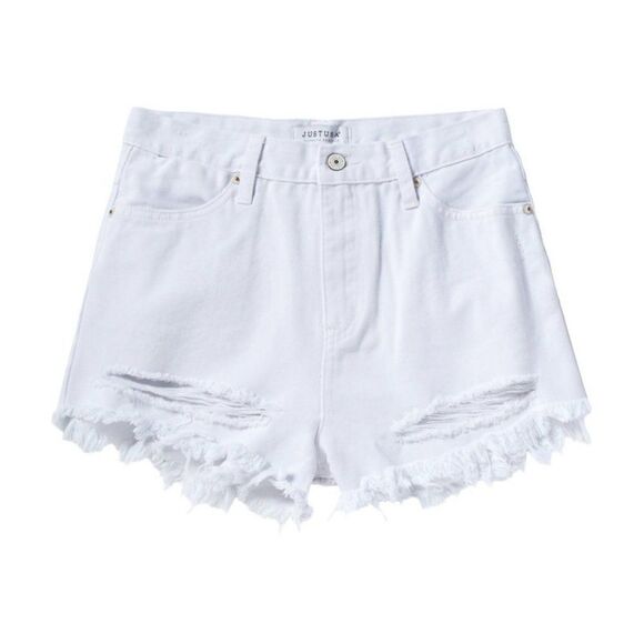 just usa • high waisted ripped shorts white - Picture 1 of 6